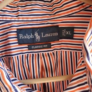 Blue and orange striped shirt